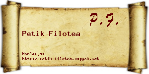 Petik Filotea névjegykártya
